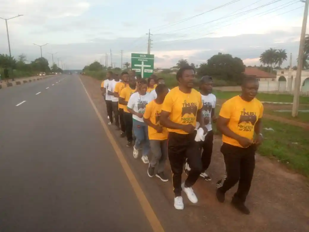 APC youths jogging for Tinubu from Yenagoa arrive Ogun