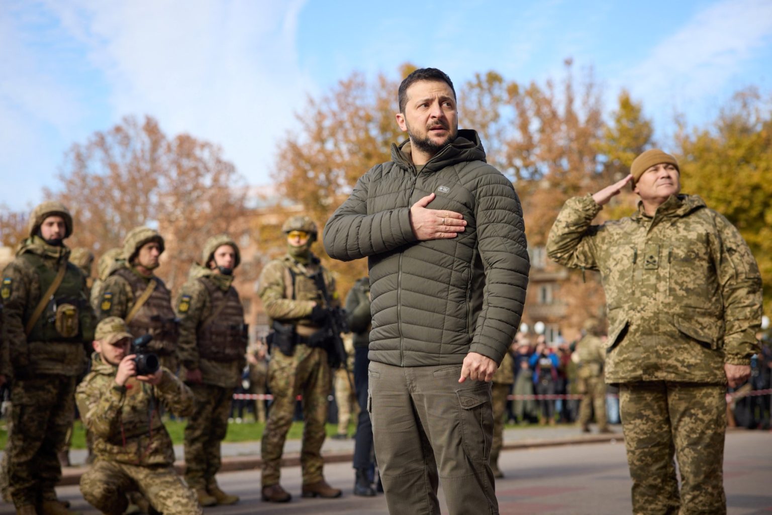 President Zelensky visits Ukraine’s Kherson after Russian retreat